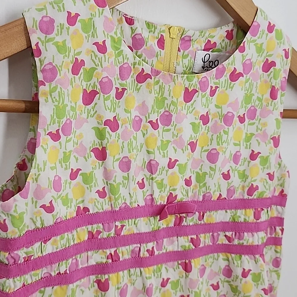 Lilly Pulitzer Tulip Floral Vintage Dress Sz‎ 6X Girls Pink Green Yellow